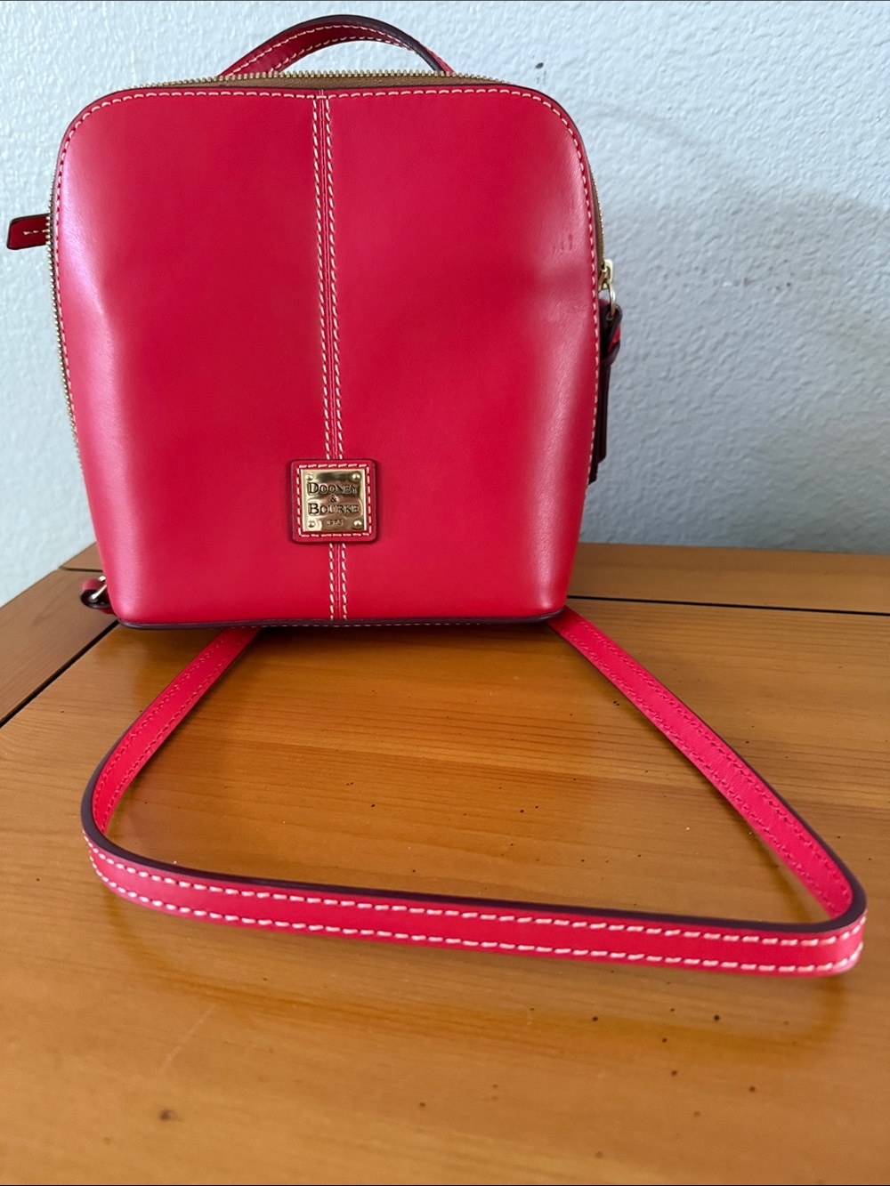 NWOT Dooney & Bourke Red Leather Compact Crossbody